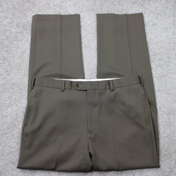 Brooks Brothers 1818 Dress Pants Mens 36x32 Beige Madison 100% Wool Flat Front - Picture 1 of 12